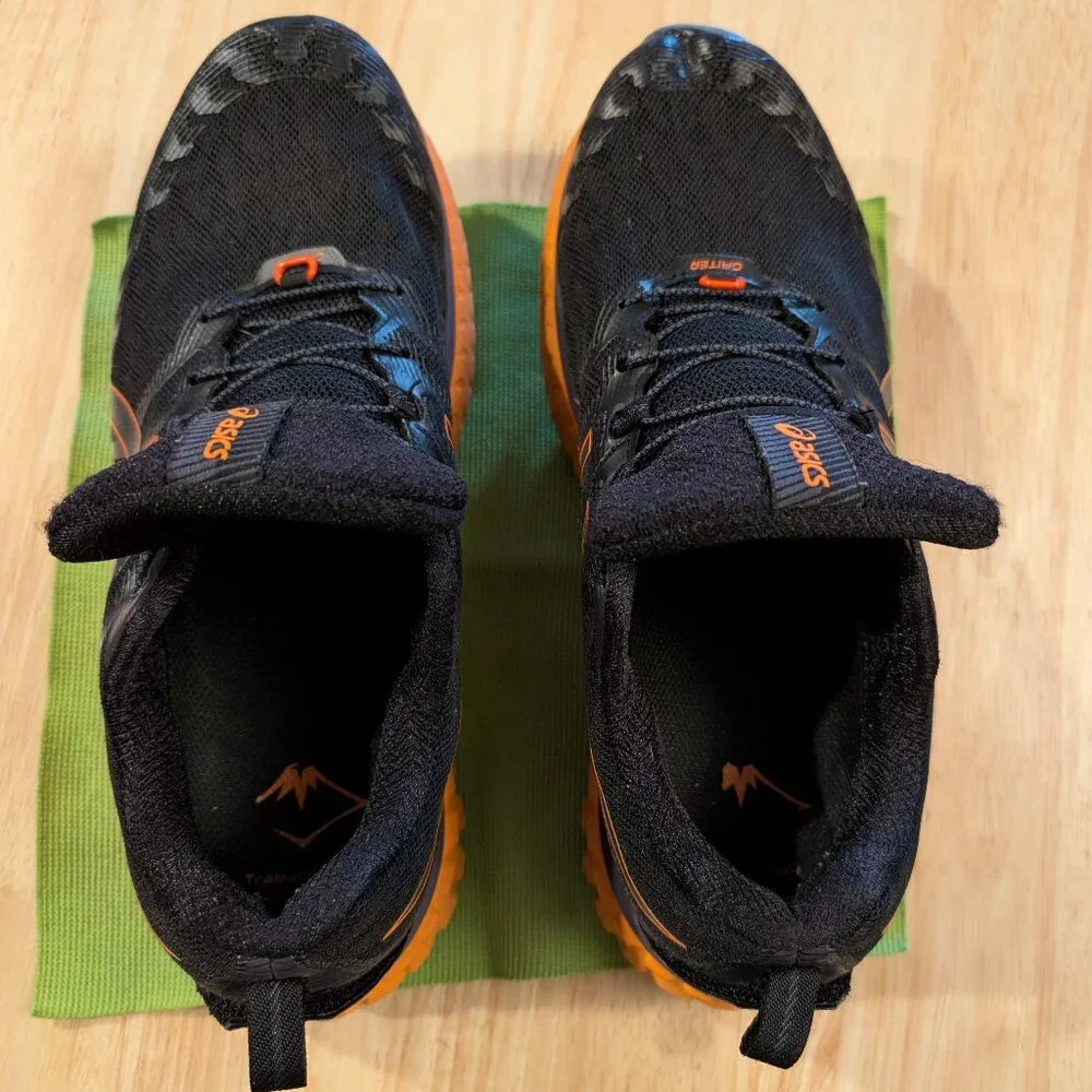 ASICS Trabuco MAX men's size 9 black shocking orange trail running shoes - Picture 7 of 11